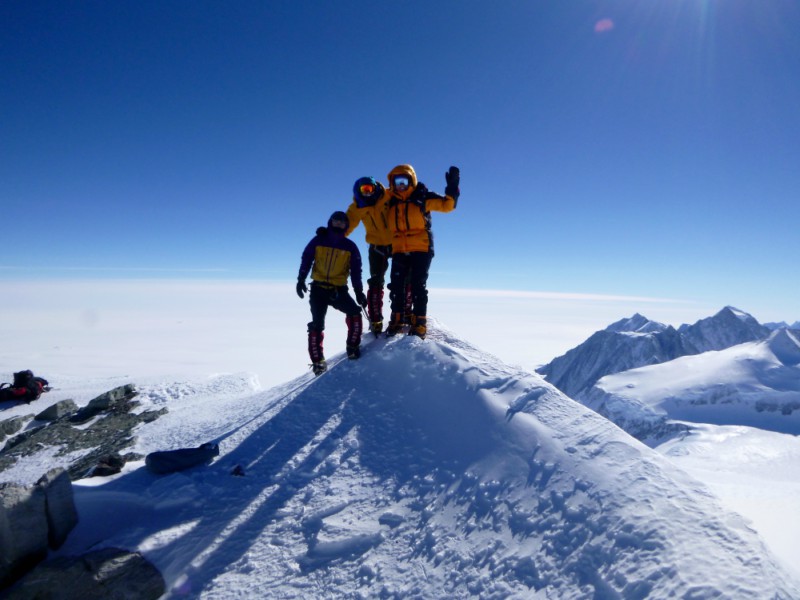 At the summit of the Antarctica trek