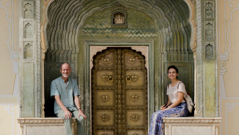 Katherine and her dad in Jaipur