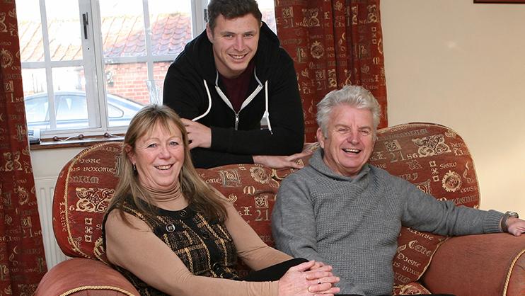 Martin Anderton at home with his family.